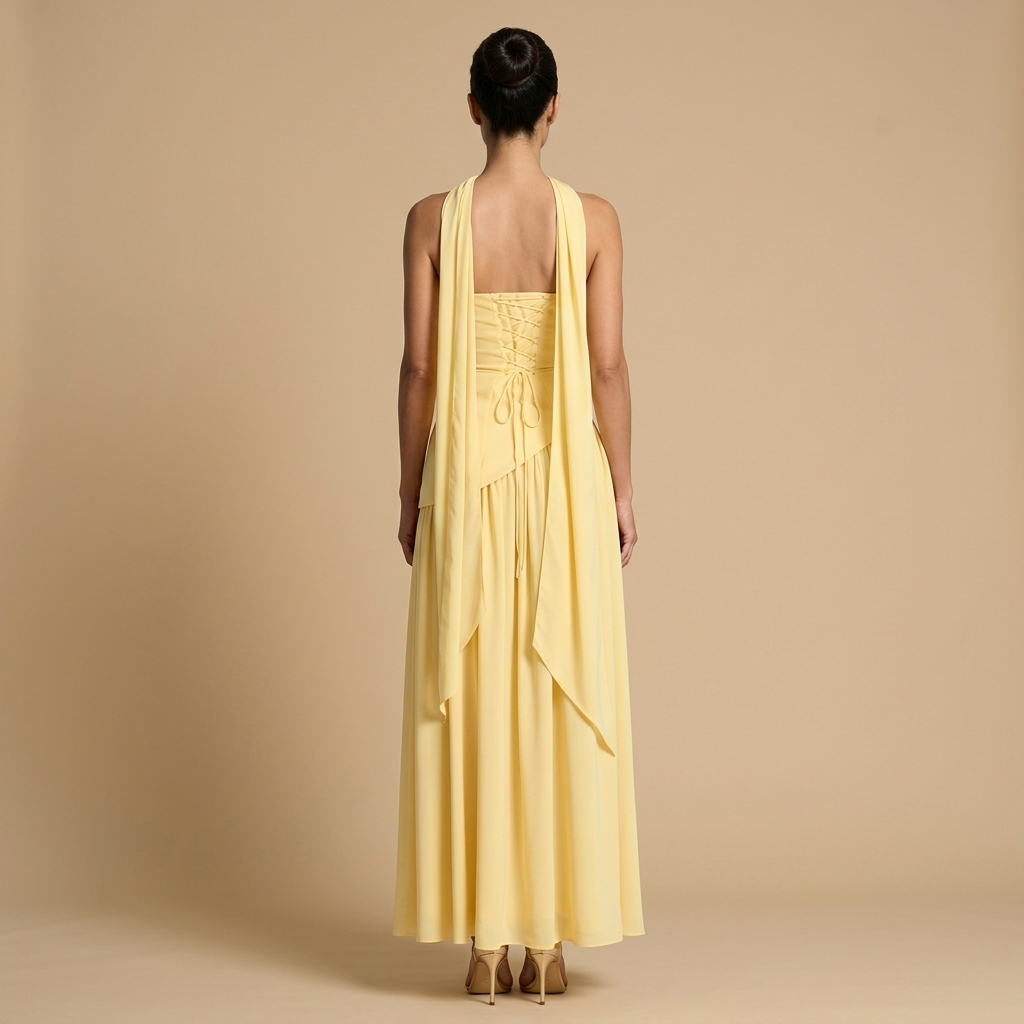 Vestido Bustier Chal Chifón Abertura