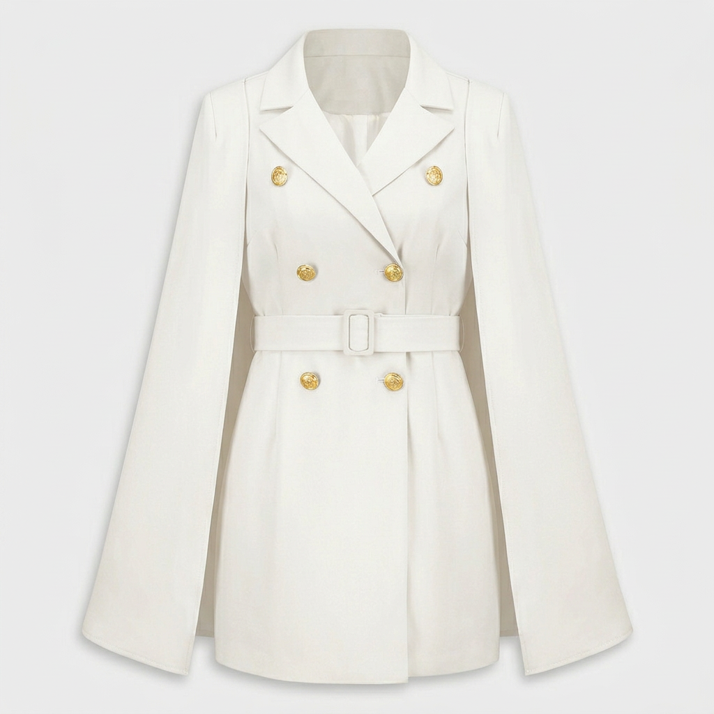 Blazer Mujer Cruzado Cinturón Botones Dorados