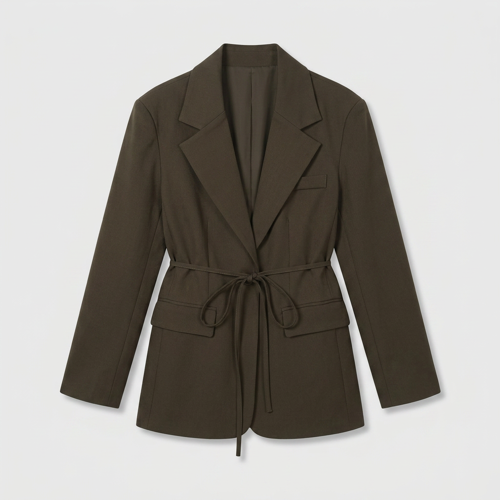 Blazer Mujer Cinturón Ancho Hombros Estructurados