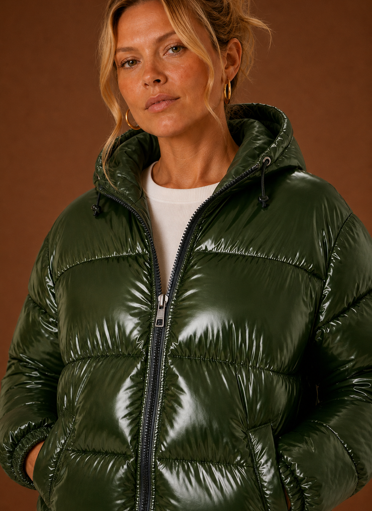 Chaqueta Acolchada Mujer Oversize Negra Cálida