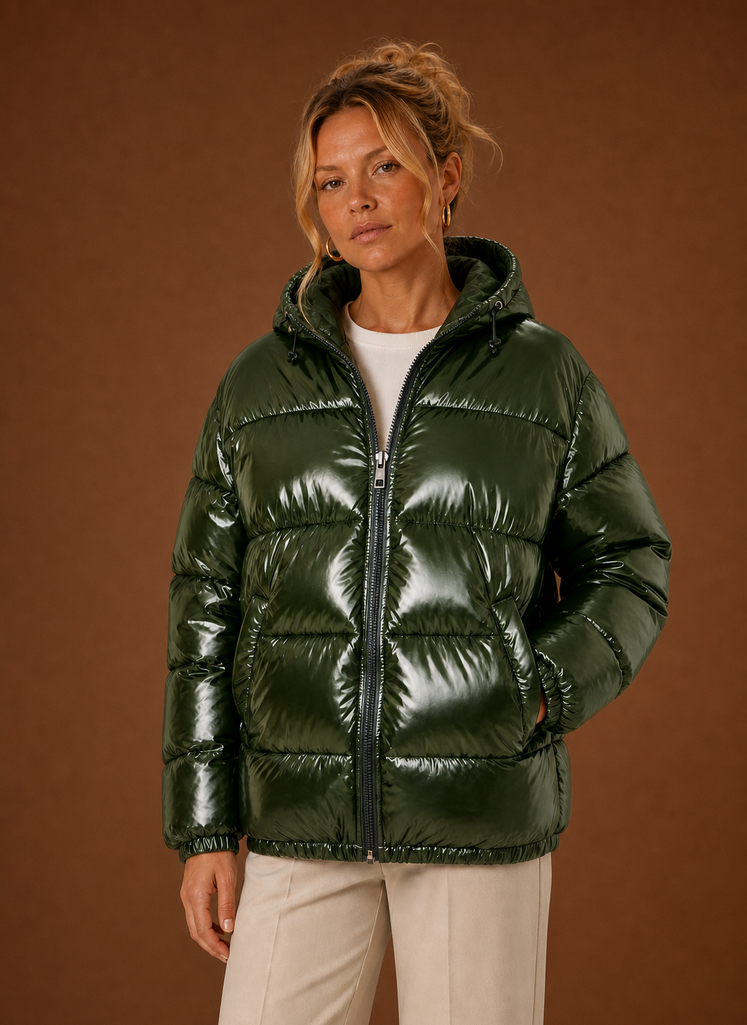 Chaqueta Acolchada Mujer Oversize Negra Cálida