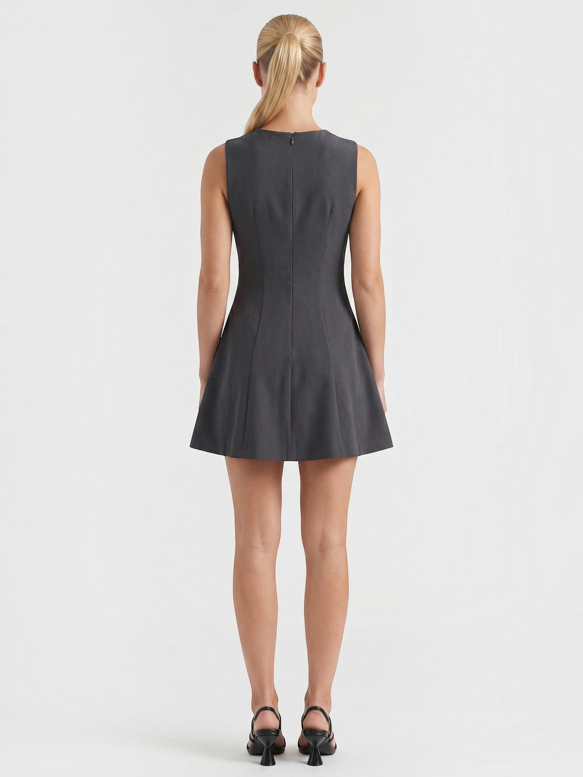 Vestido Corto Mujer en Línea A con Lazos Contrastados - Vista 9