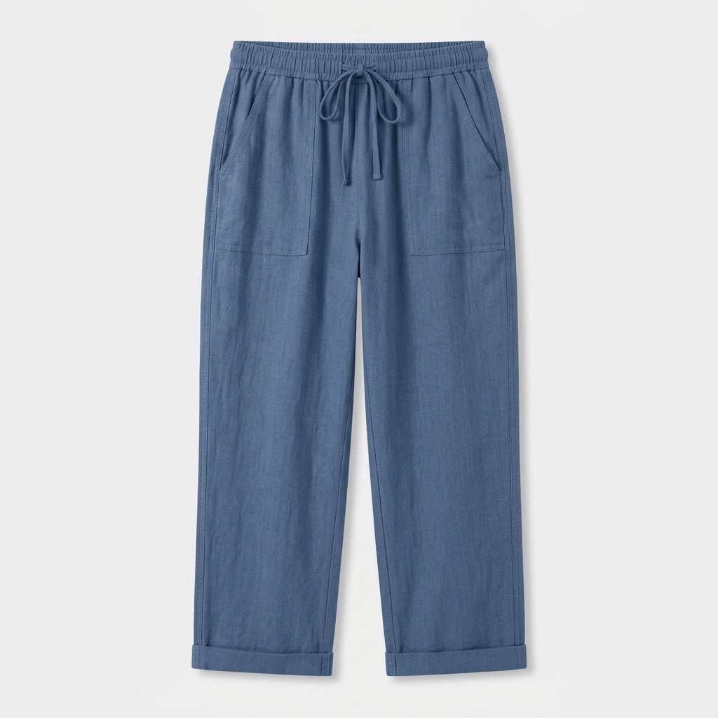 Pantalón Capri Mujer Lino Bolsillos
