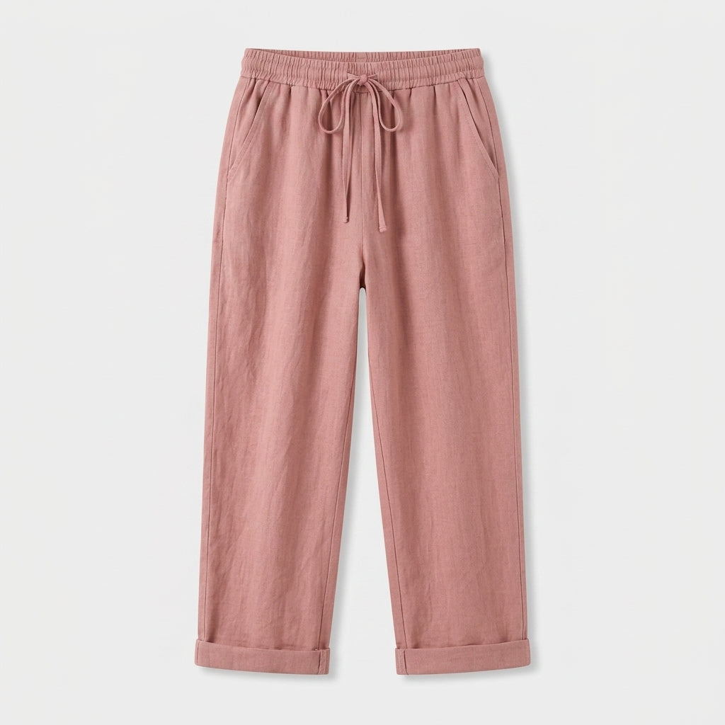 Pantalón Capri Mujer Lino Bolsillos