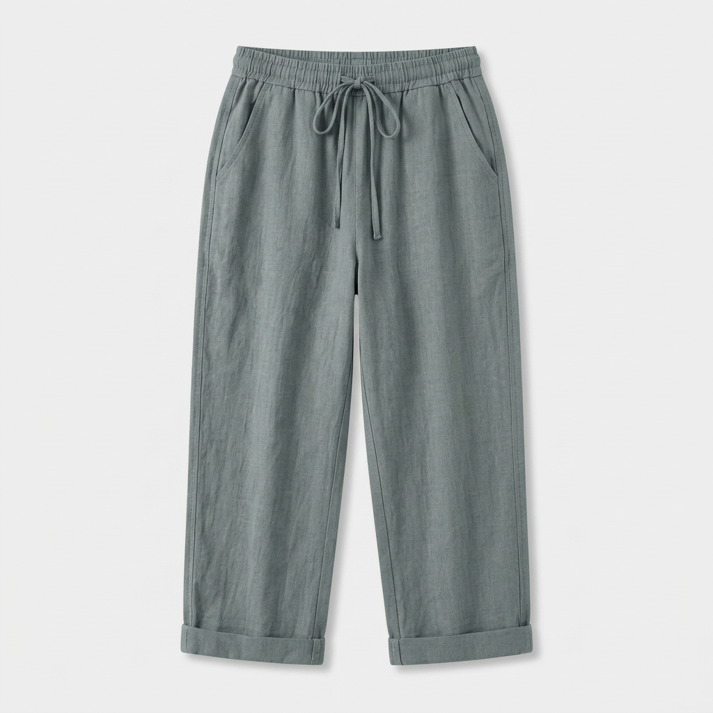 Pantalón Capri Mujer Lino Bolsillos