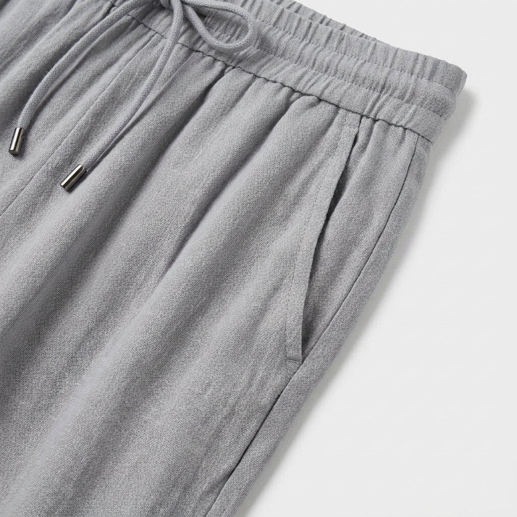 Pantalón Ancho Mujer Lino Bolsillos