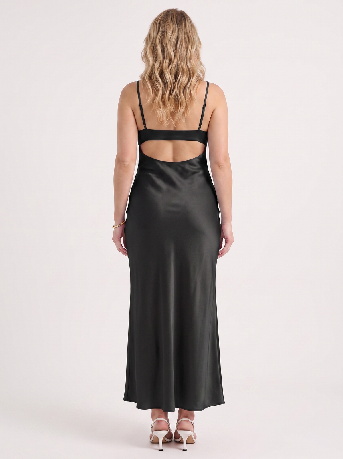 Vestido Largo Elegante Mujer de Satén con Tirantes Anudados - Vista 9