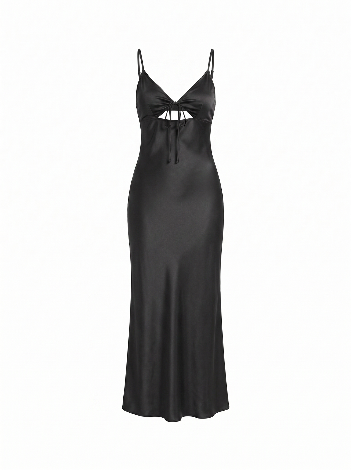 Vestido Largo Elegante Mujer de Satén con Tirantes Anudados - Vista 10