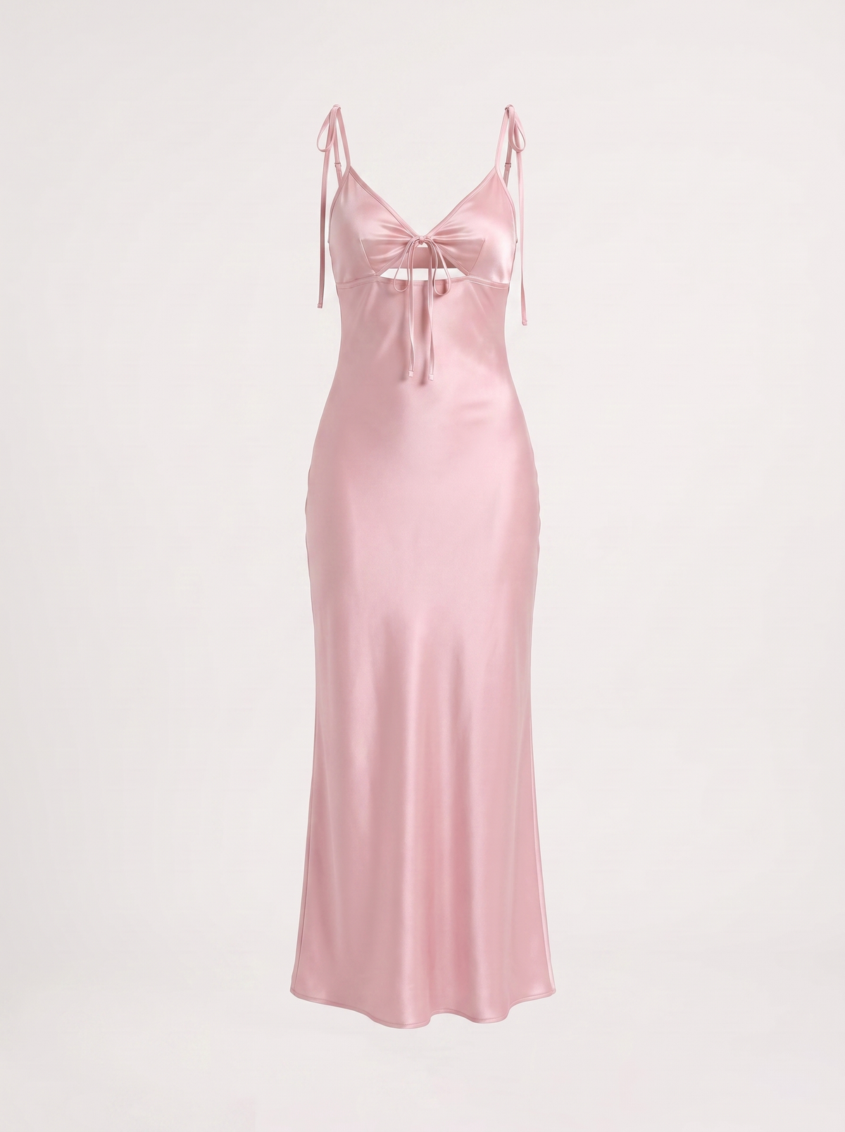 Vestido Largo Elegante Mujer de Satén con Tirantes Anudados - Vista 5
