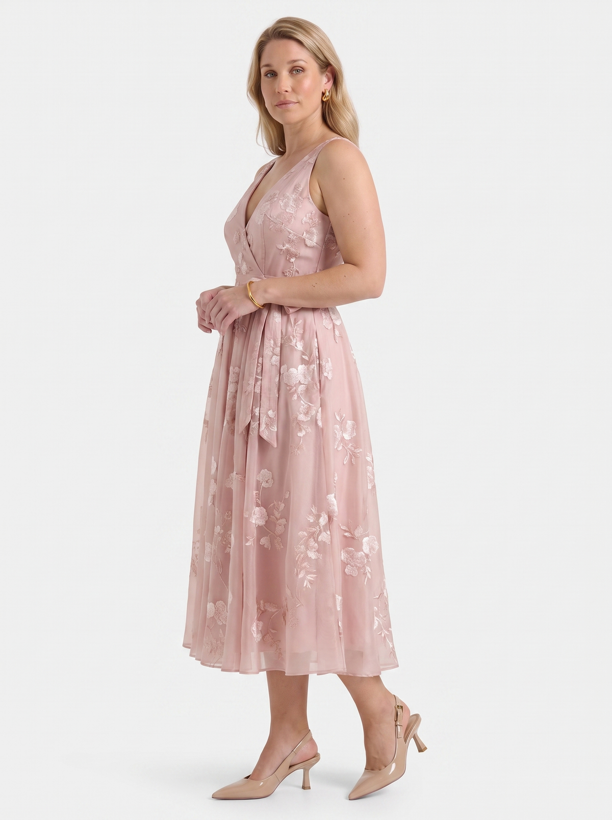 Vestido Midi Cruzado Mujer Estampado Floral con Escote en V - Vista 2