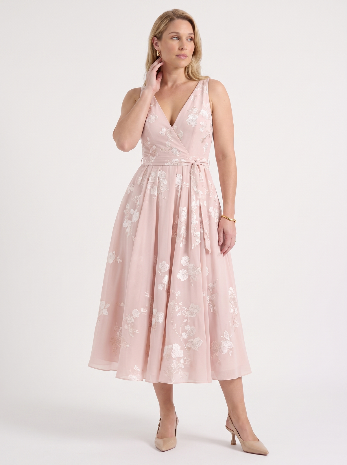 Vestido Midi Cruzado Mujer Estampado Floral con Escote en V - Vista 6