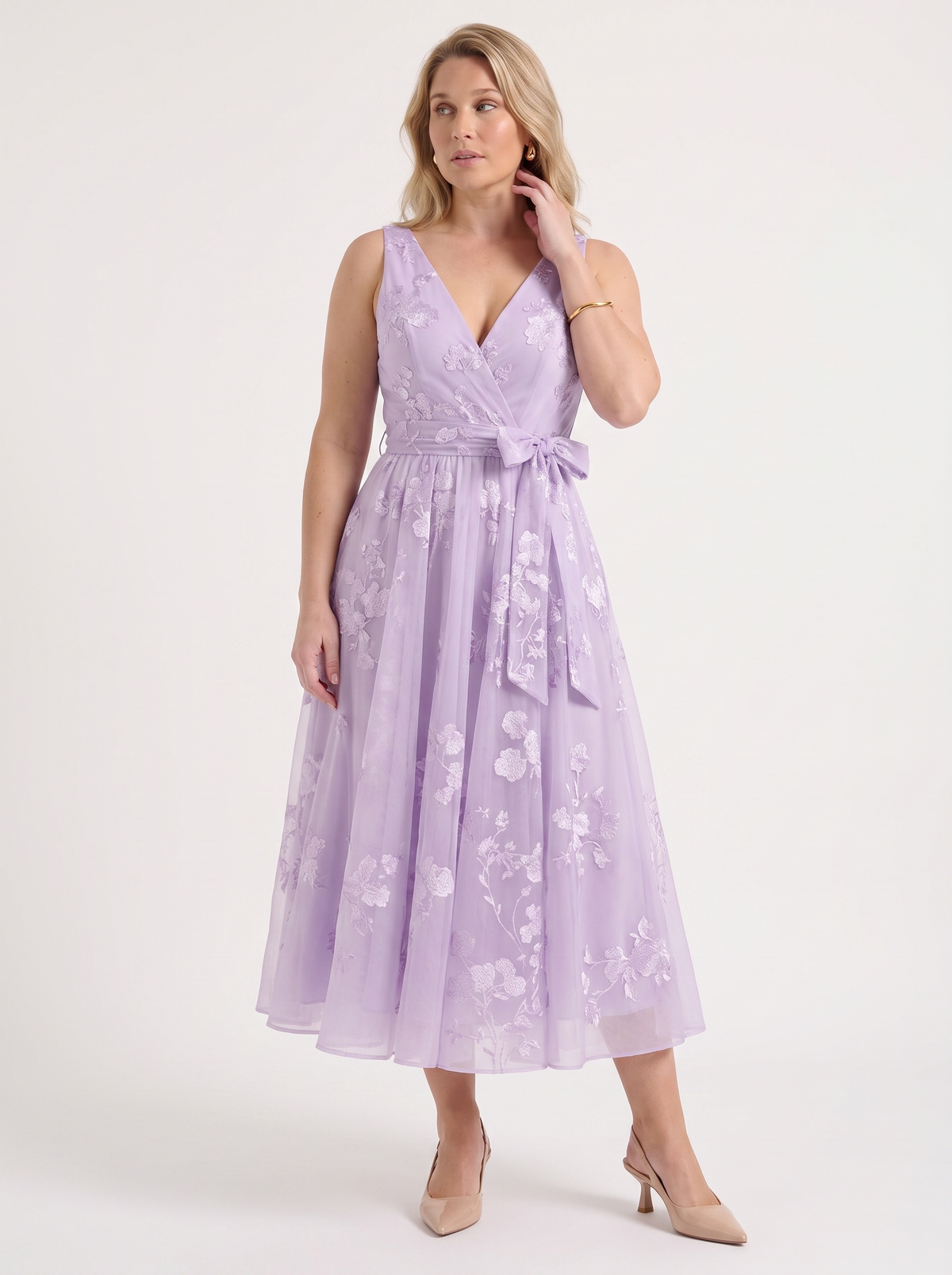 Vestido Midi Cruzado Mujer Estampado Floral con Escote en V - Vista 11
