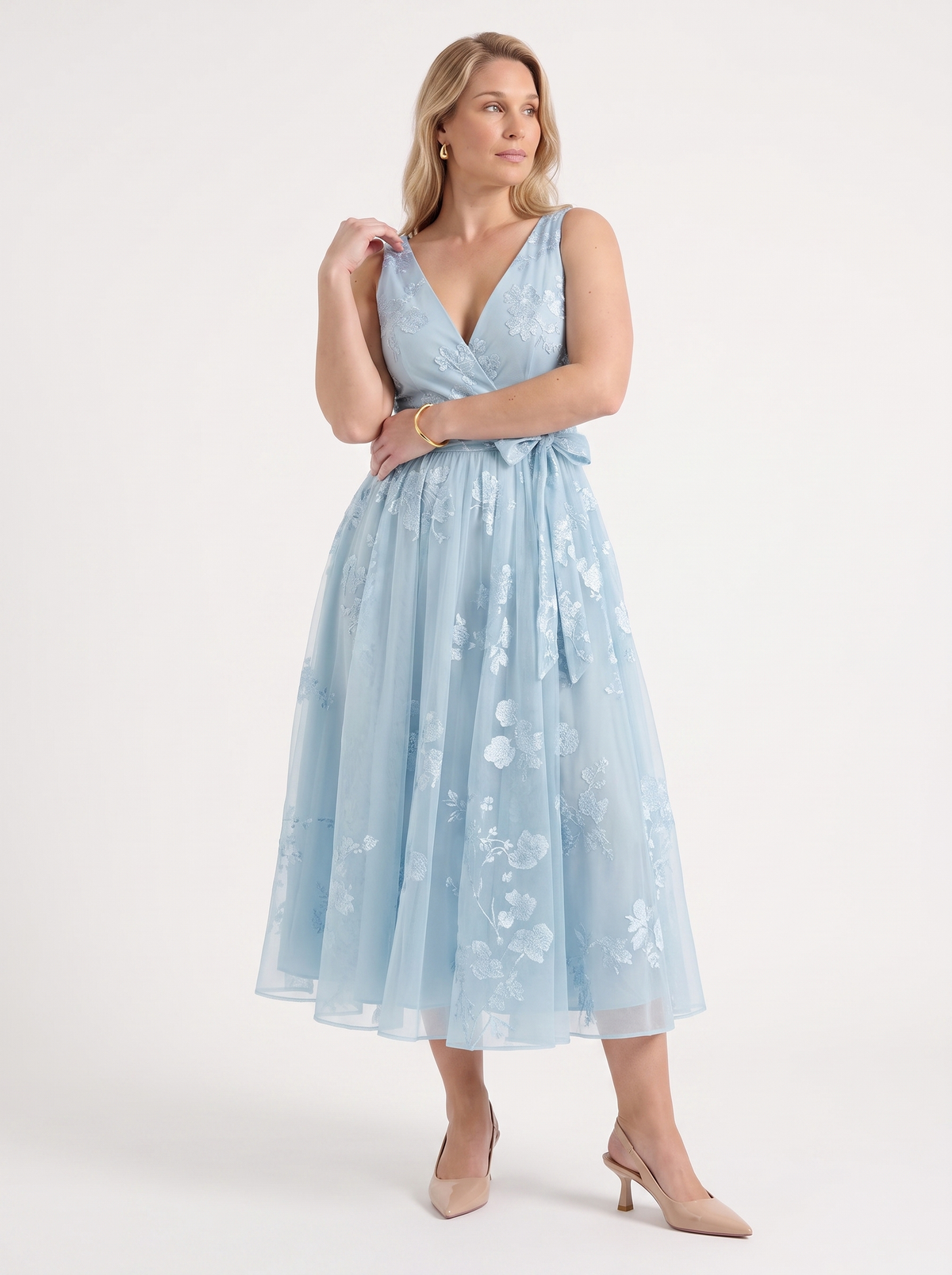 Vestido Midi Cruzado Mujer Estampado Floral con Escote en V - Vista 16