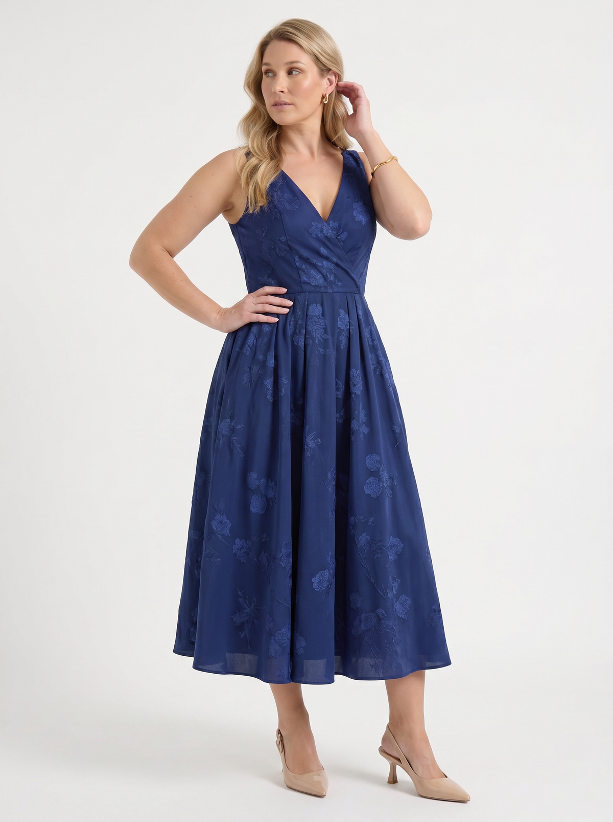 Vestido Midi Cruzado Mujer Estampado Floral con Escote en V - Vista 21