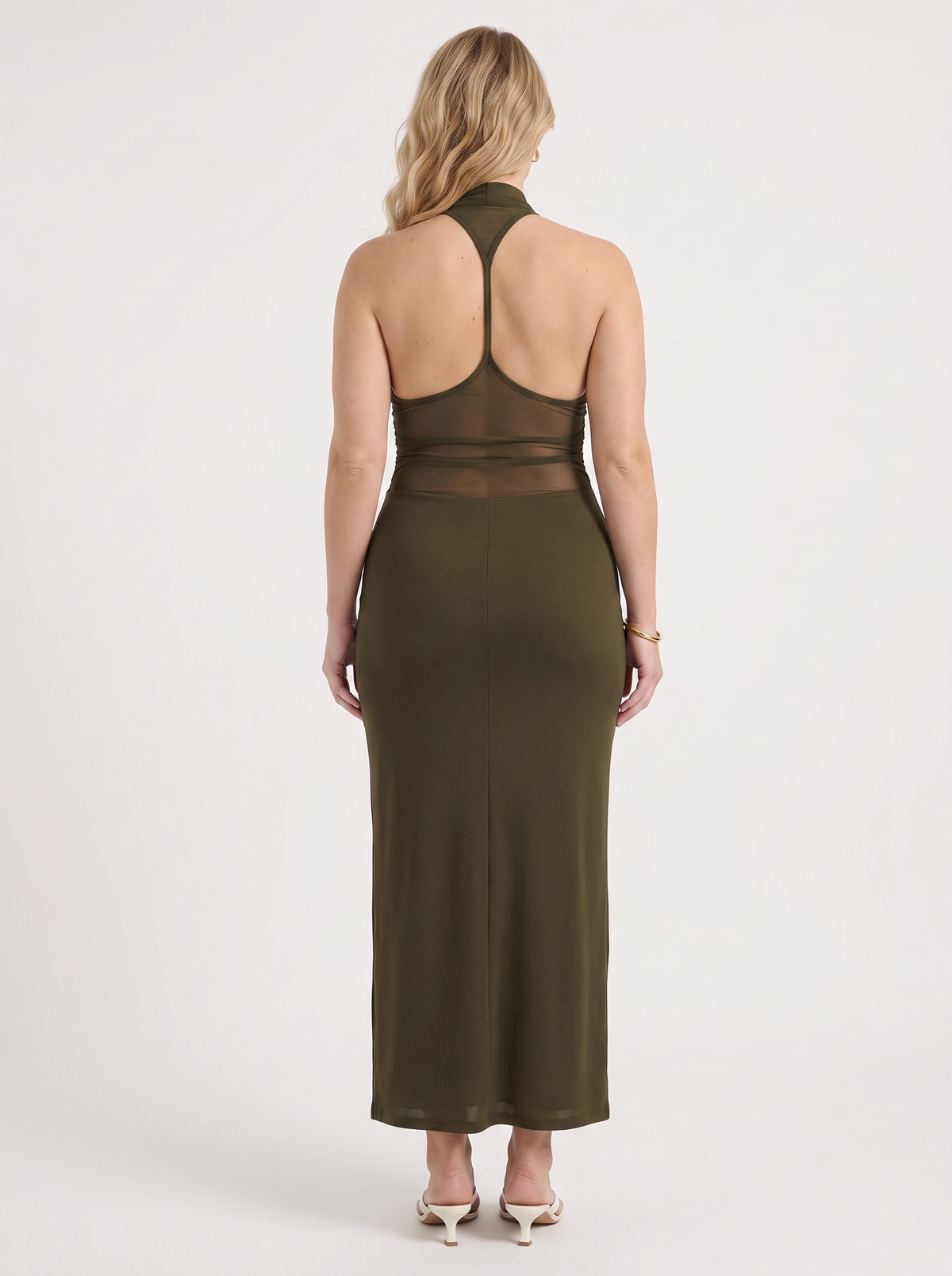 Vestido Largo de Fiesta Mujer Halter con Escote Drapeado - Vista 14