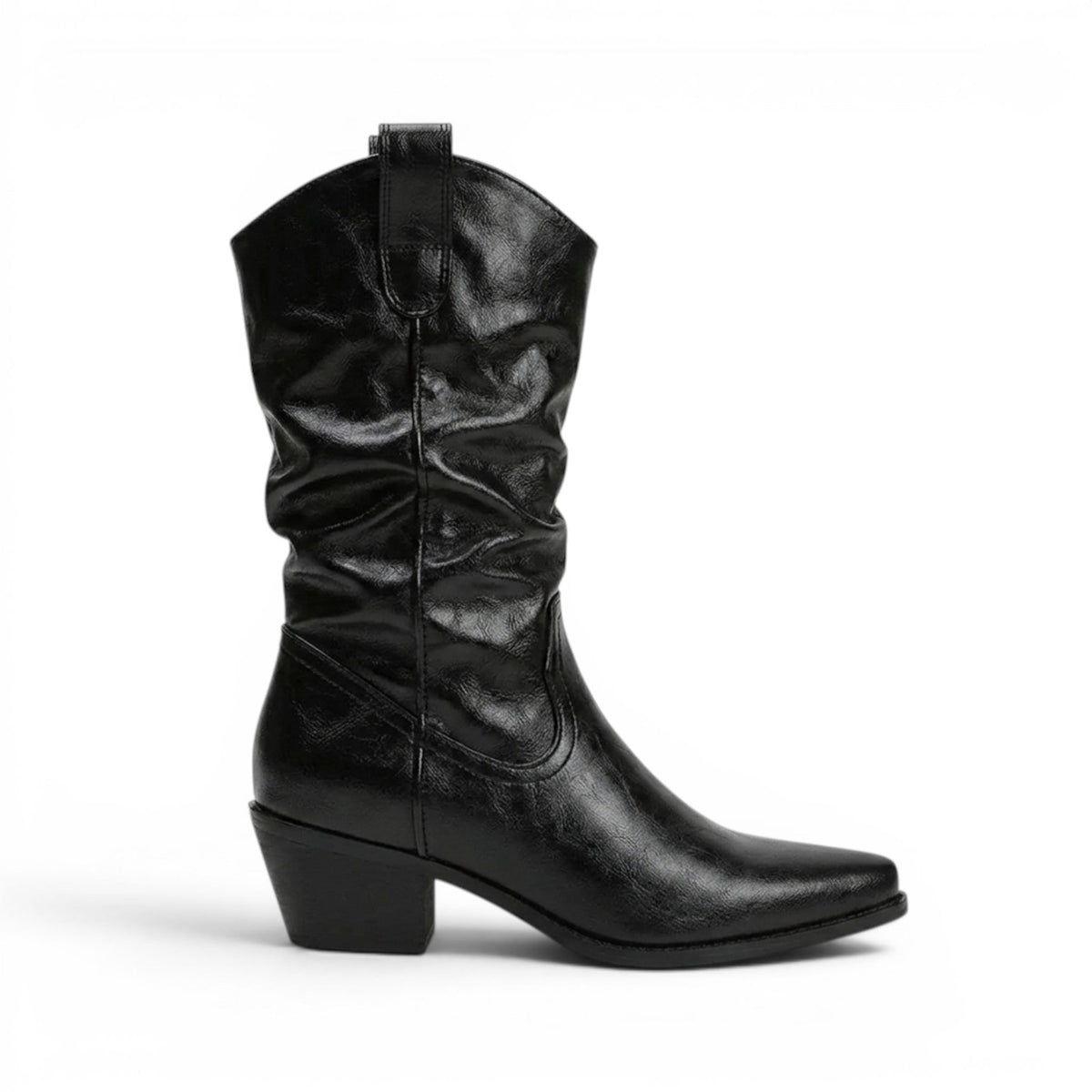 Botas Cowboy Mujer Camperas de Cuero Brillante Caña Corta