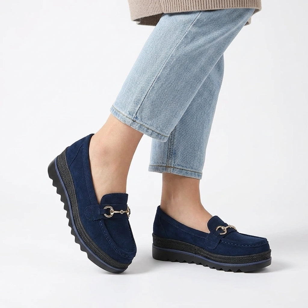 Mocasines con Plataforma Mujer con Bocado Dorado