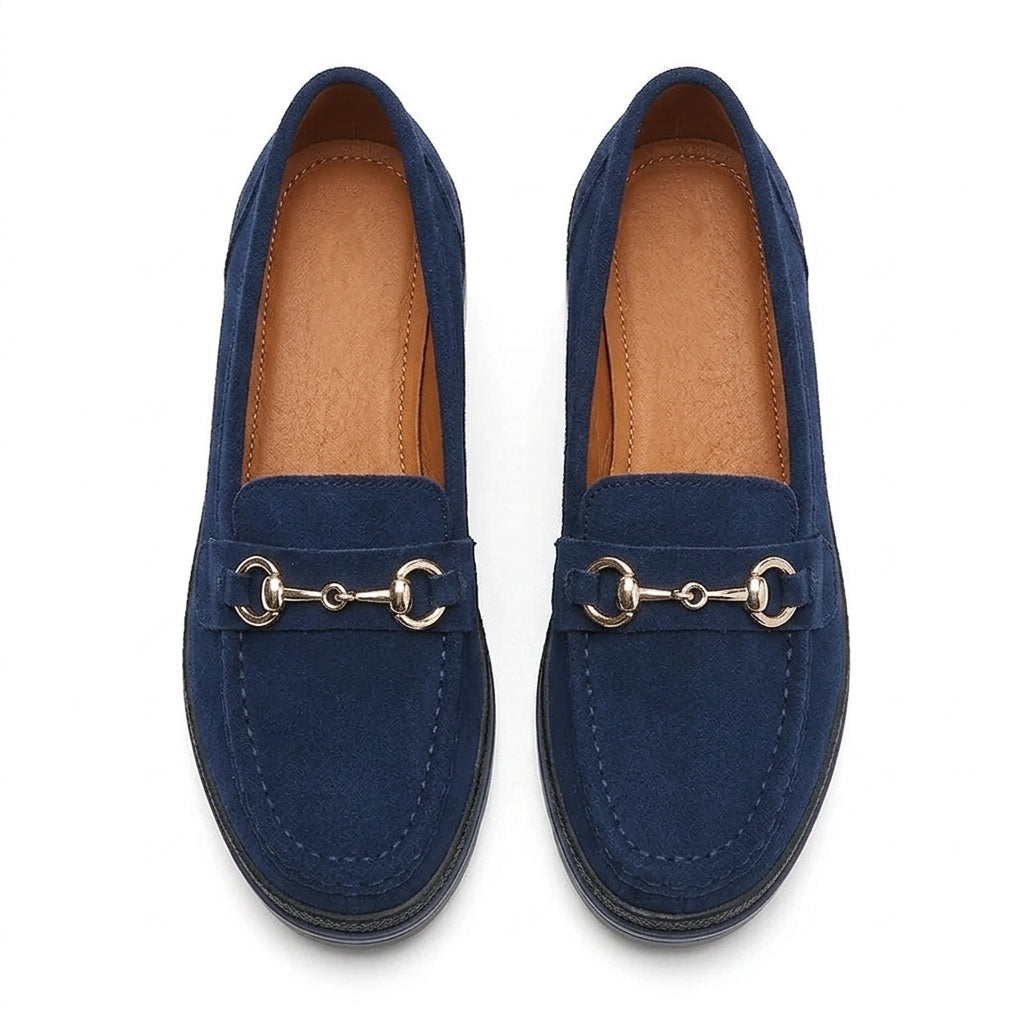 Mocasines con Plataforma Mujer con Bocado Dorado