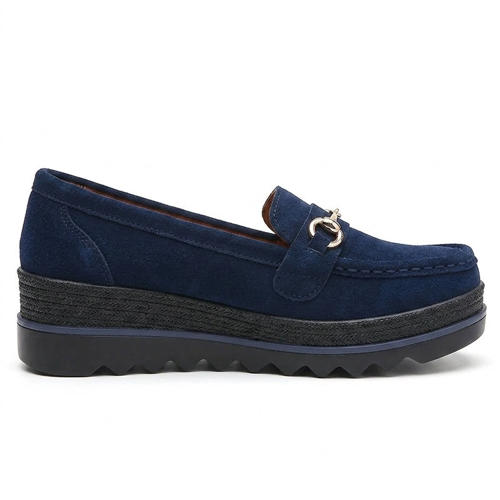 Mocasines con Plataforma Mujer con Bocado Dorado