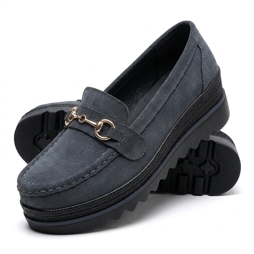 Mocasines con Plataforma Mujer con Bocado Dorado