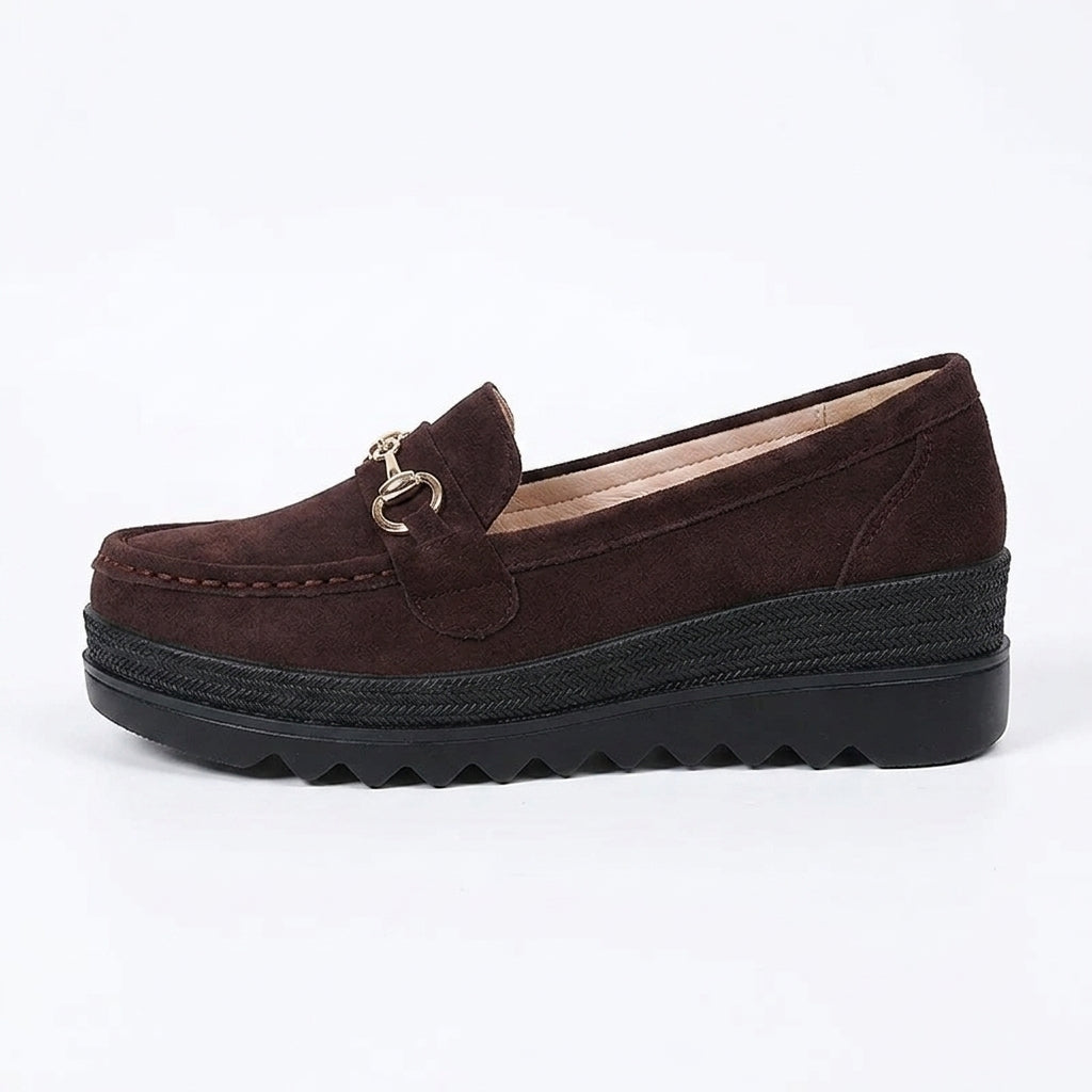 Mocasines con Plataforma Mujer con Bocado Dorado