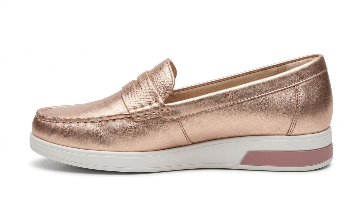 Mocasines con Plataforma Mujer Metalizados con Suela de Cámara de Aire