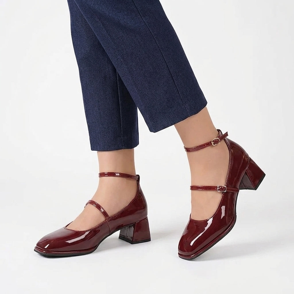 Zapatos Mary Jane de Tacón Mujer con Correa y Hebilla