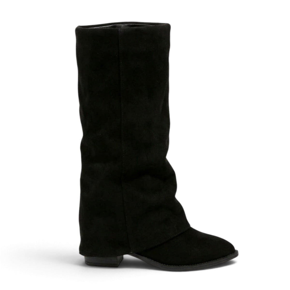 Botas Slouch Mujer de Ante Caña Suelta con Tacón Bajo