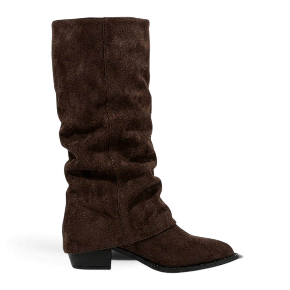 Botas Slouch Mujer de Ante Caña Suelta con Tacón Bajo