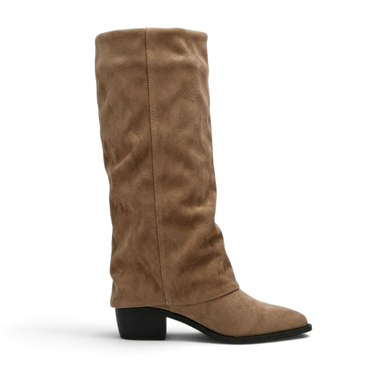 Botas Slouch Mujer de Ante Caña Suelta con Tacón Bajo