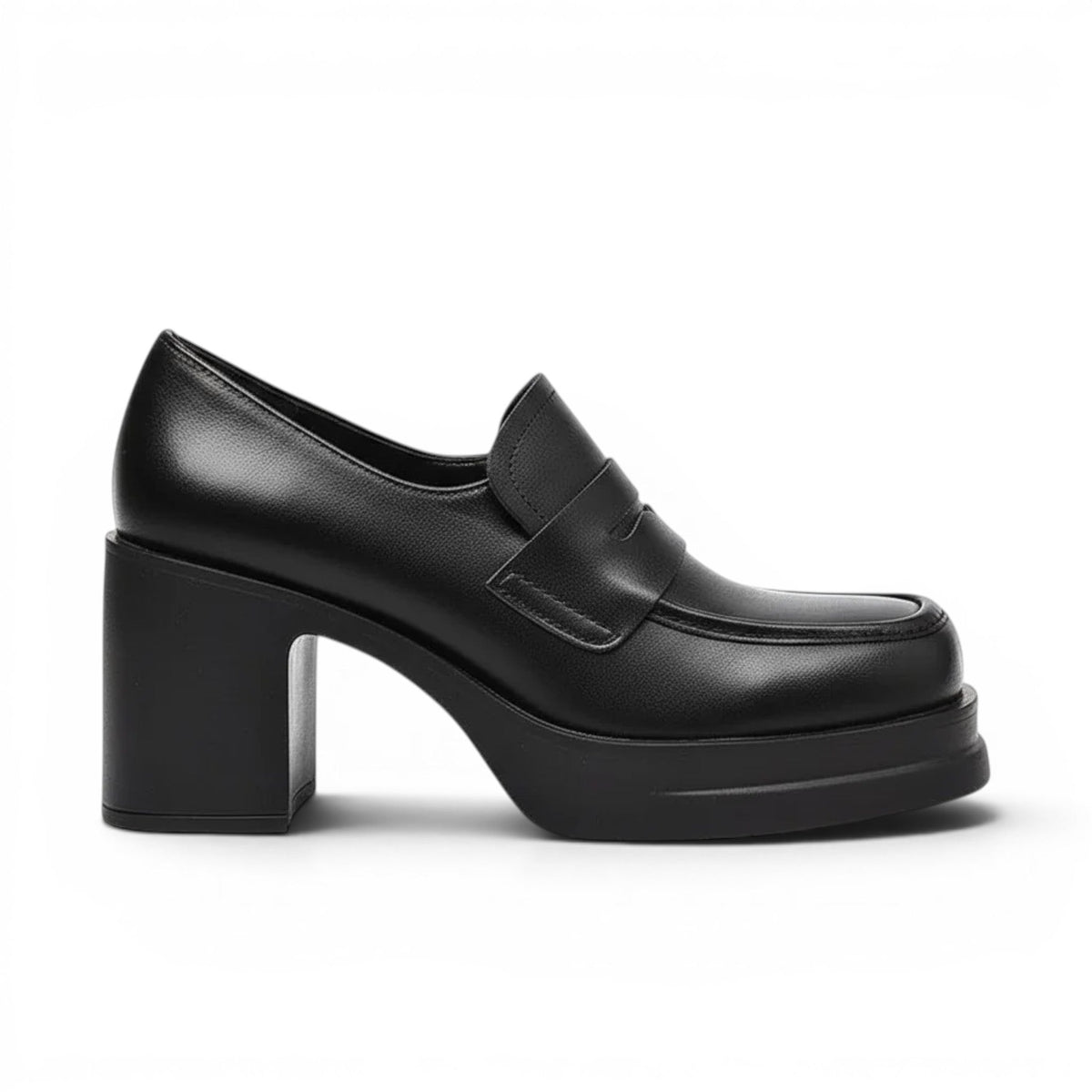Mocasines con Plataforma Mujer con Tacón Compensado de Piel Sintética Suave