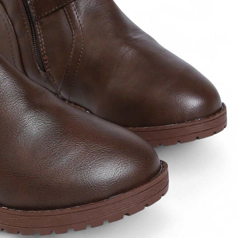 Botas Altas Planas Mujer de Piel Sintética con Cierre Lateral