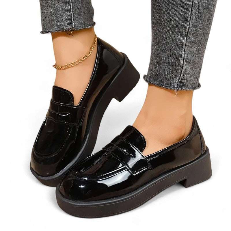 Mocasines con Plataforma Mujer Brillantes con Calce sin Cordones