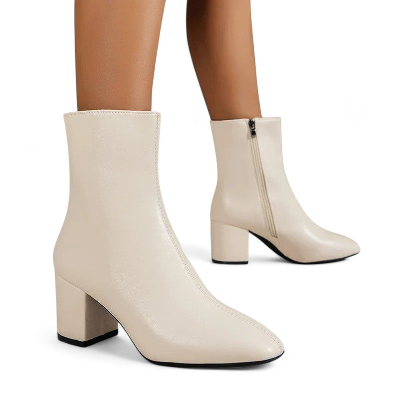 Botines de Charol Mujer con Tacón Cuadrado
