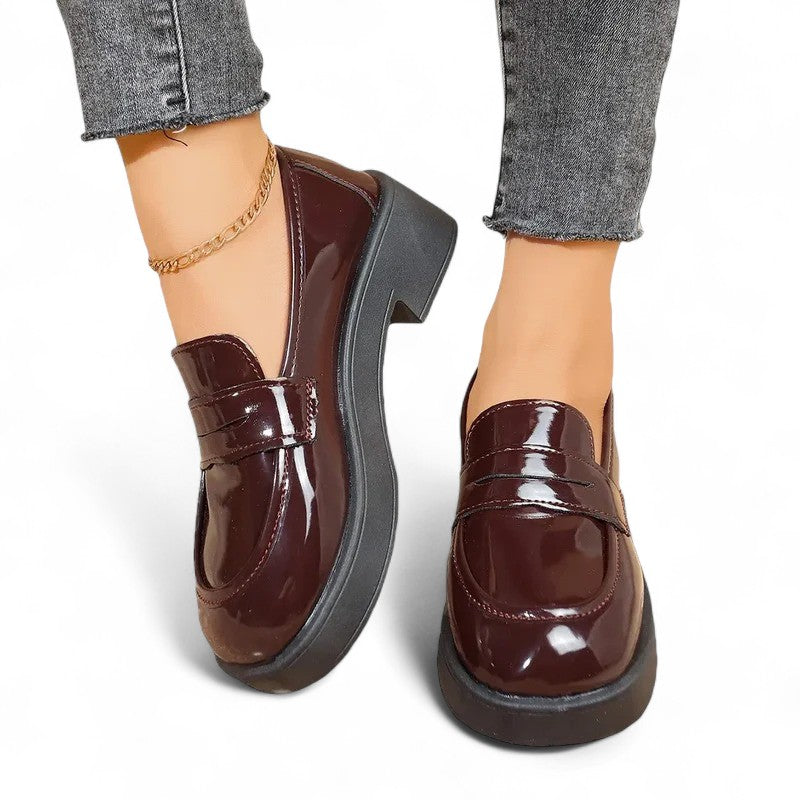 Mocasines con Plataforma Mujer Brillantes con Calce sin Cordones