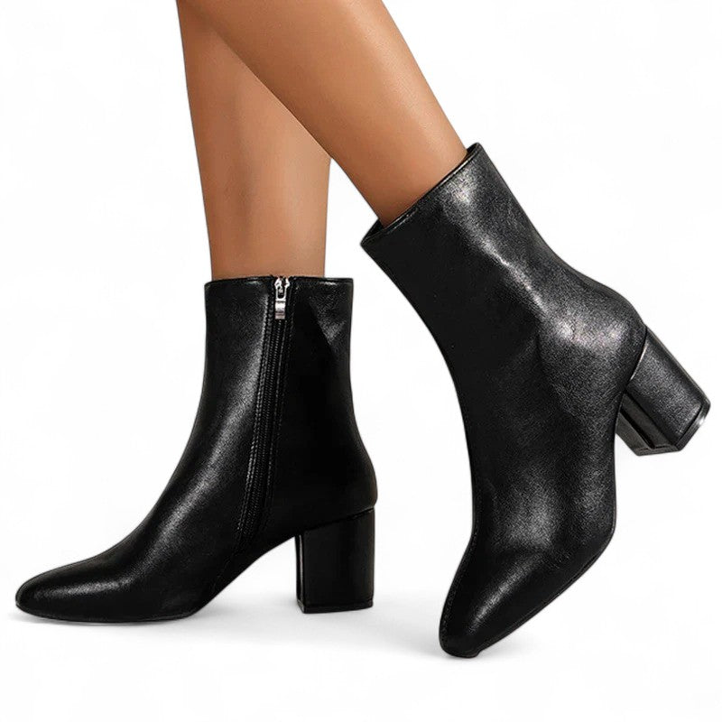 Botines de Charol Mujer con Tacón Cuadrado