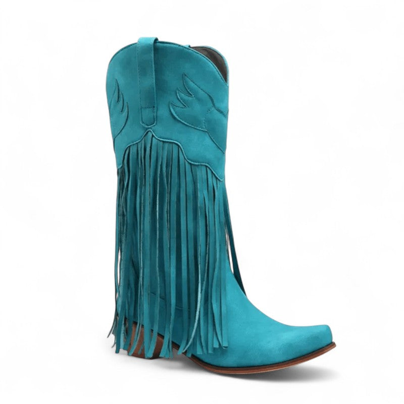 Botas Cowboy Mujer Camperas de Ante con Flecos Largos