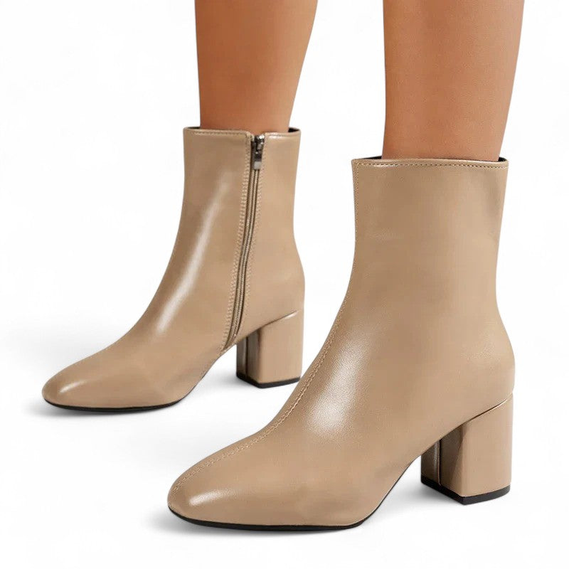 Botines de Charol Mujer con Tacón Cuadrado