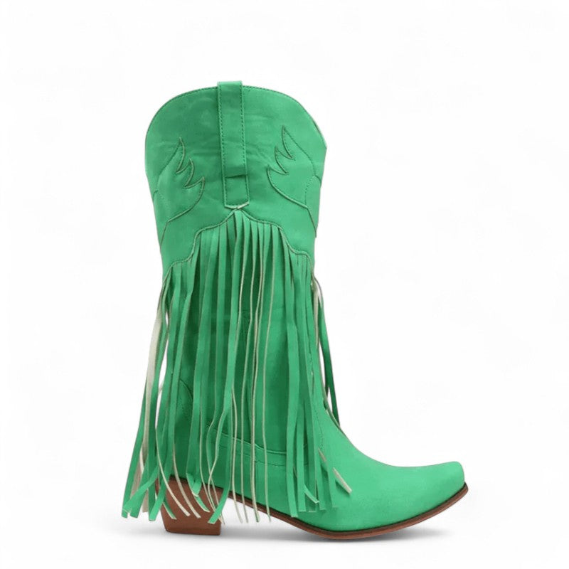 Botas Cowboy Mujer Camperas de Ante con Flecos Largos