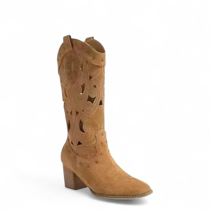Botas Cowboy Mujer con Calados y Caña Media