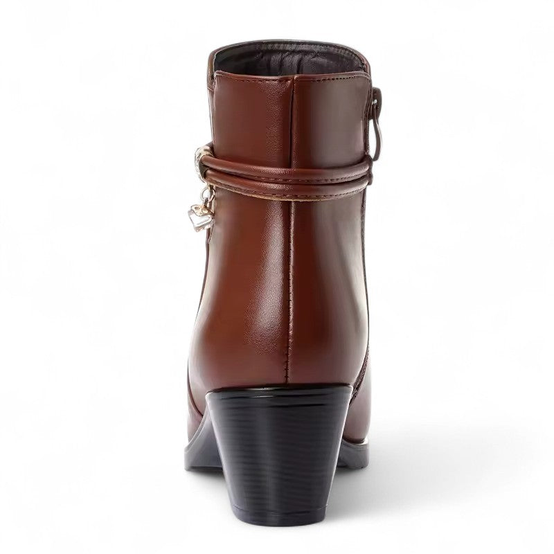Botines Forrados Mujer con Cuello de Pelo y Tacón Bajo