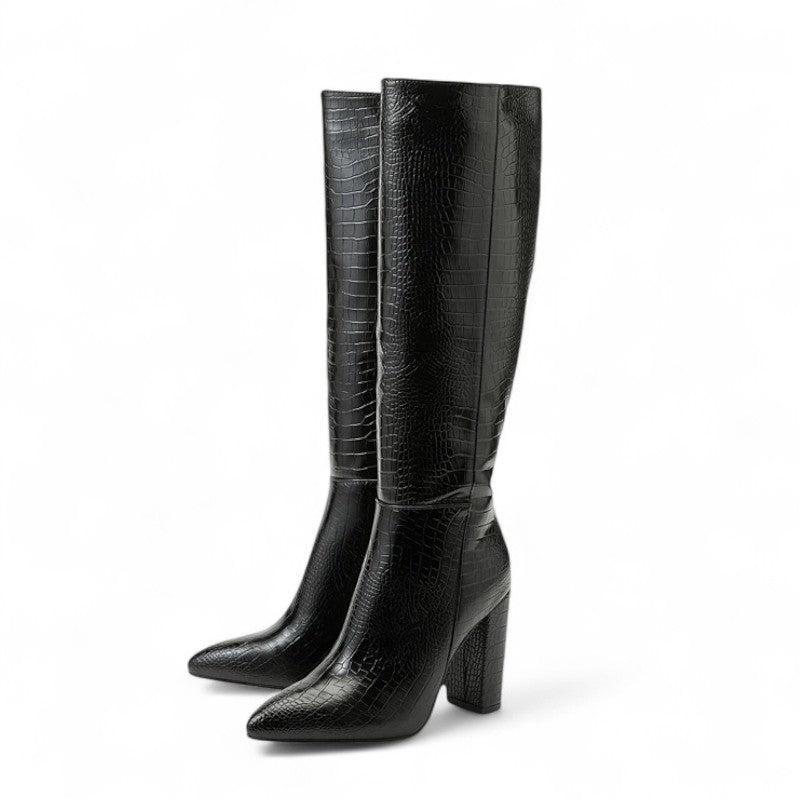 Botas Altas Mujer de Charol con Cierre Interior y Tacón
