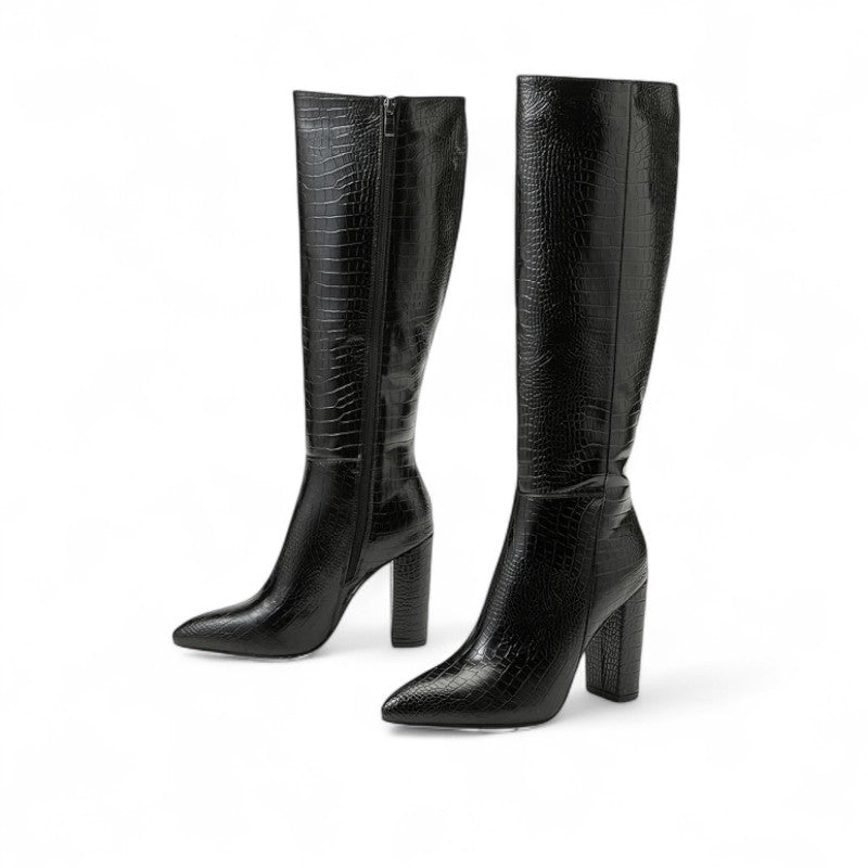 Botas Altas Mujer de Charol con Cierre Interior y Tacón