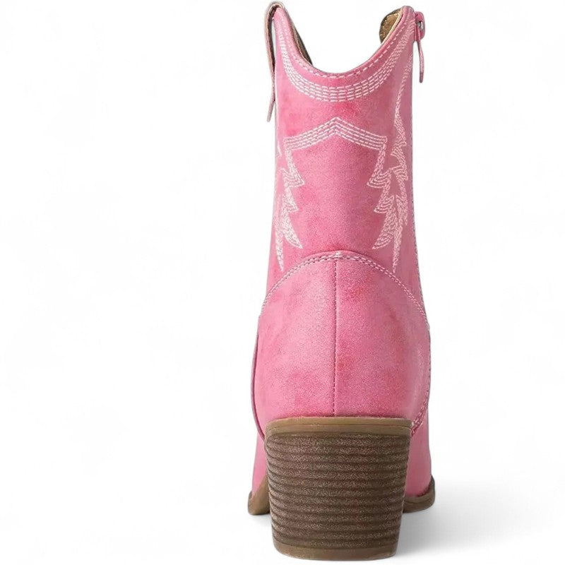 Botas Cowboy Mujer Camperas Muy Bajas Bordadas a la Altura del Tobillo