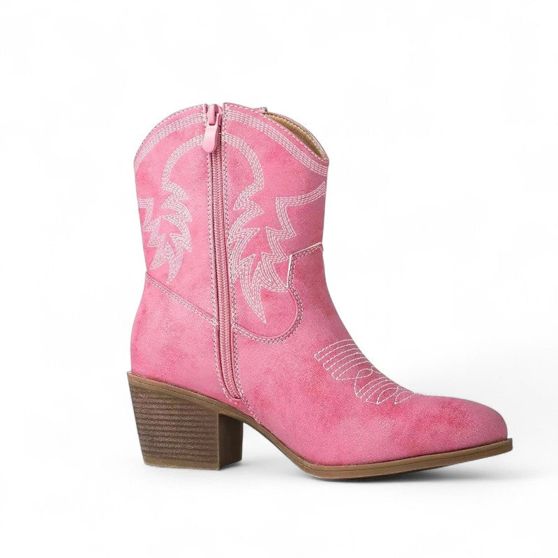 Botas Cowboy Mujer Camperas Muy Bajas Bordadas a la Altura del Tobillo