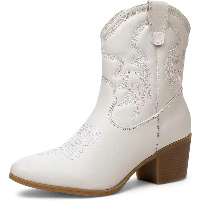 Botas Cowboy Mujer Camperas Muy Bajas Bordadas a la Altura del Tobillo