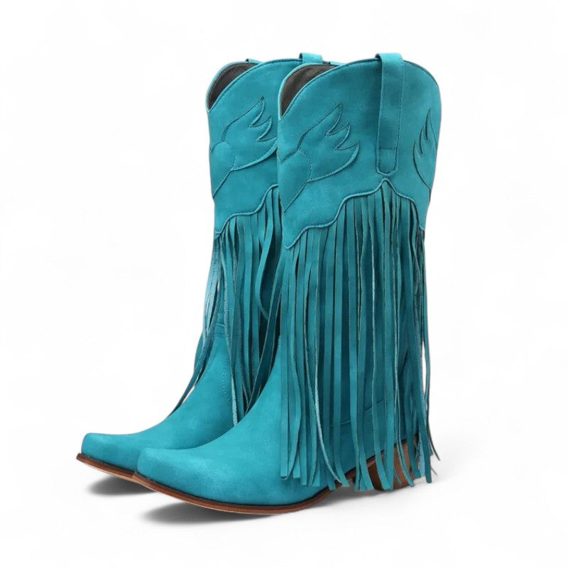 Botas Cowboy Mujer Camperas de Ante con Flecos Largos