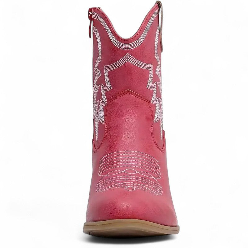 Botas Cowboy Mujer Camperas Muy Bajas Bordadas a la Altura del Tobillo
