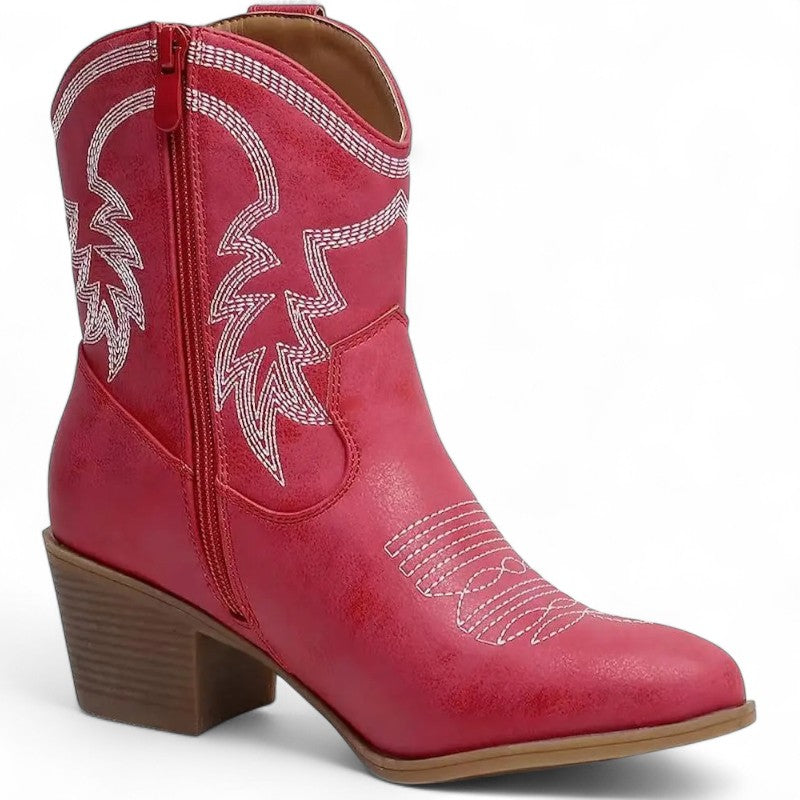 Botas Cowboy Mujer Camperas Muy Bajas Bordadas a la Altura del Tobillo