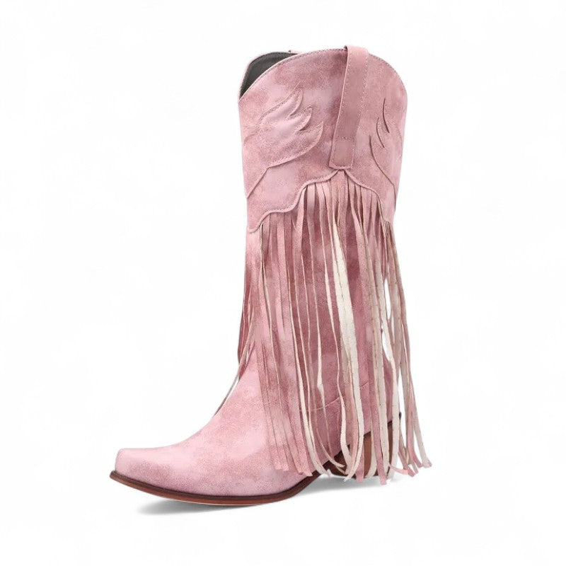 Botas Cowboy Mujer Camperas de Ante con Flecos Largos